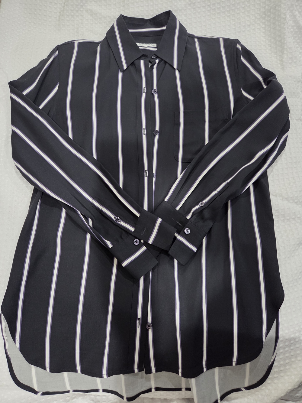 Equipment Essential Stripe Silk Shirt Striped Button Down in Black & White